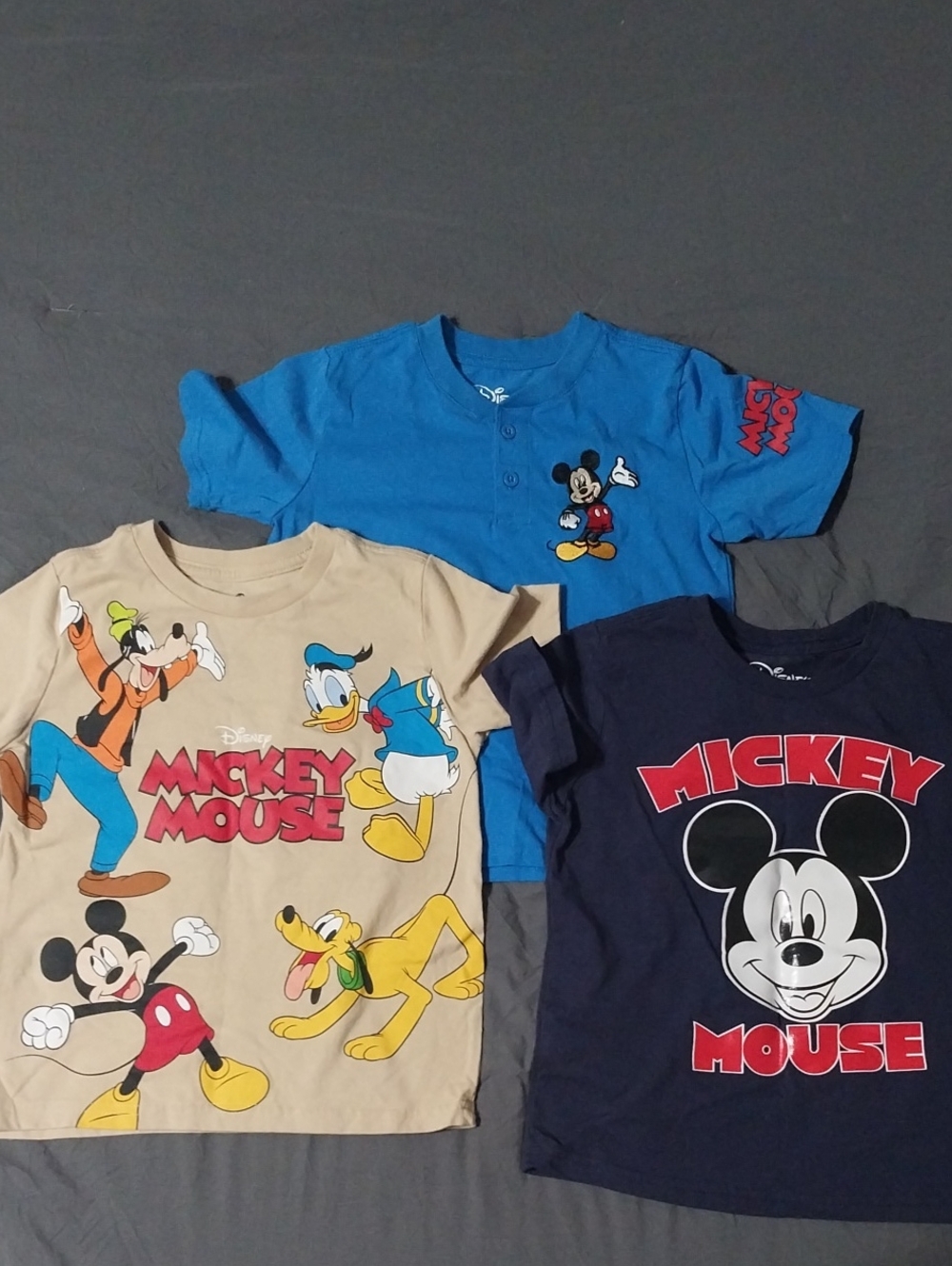 Disney Mickey Mouse Kids Graphic Tees - Blue, Tan, Navy